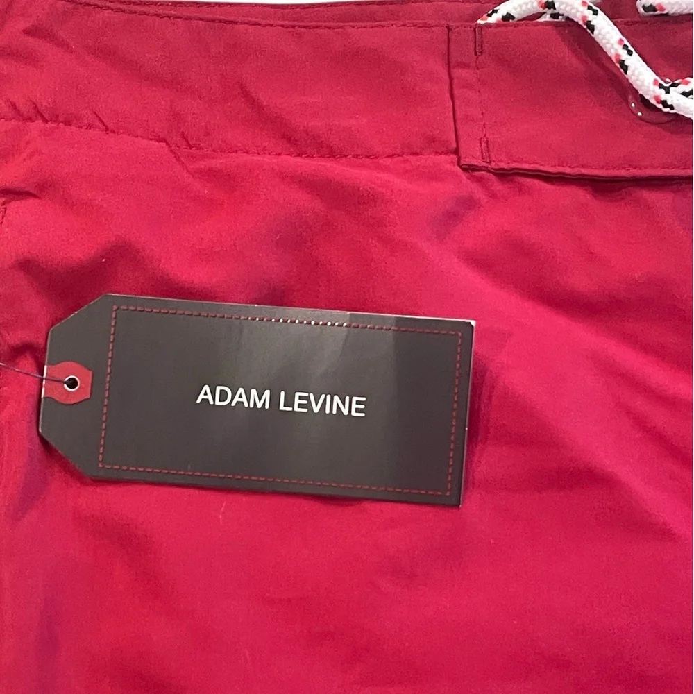 Adam Levine Mens Medium Swim Trunks Shorts Color Block Two Tone Red Pockets NEW